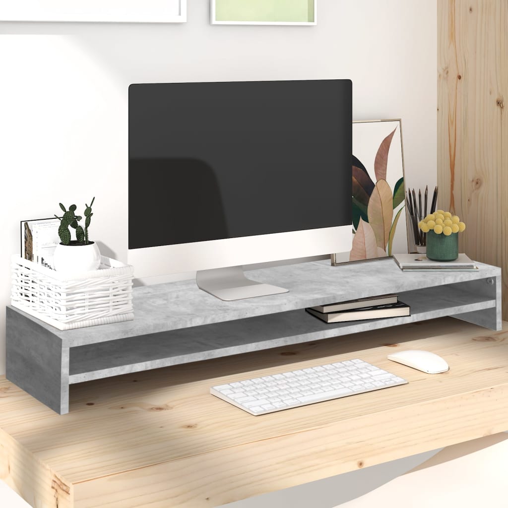 Monitor Stand Concrete Grey 100x24x13 cm Engineered Wood