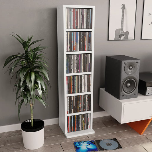 CD Cabinet White 21x20x88 cm Engineered Wood