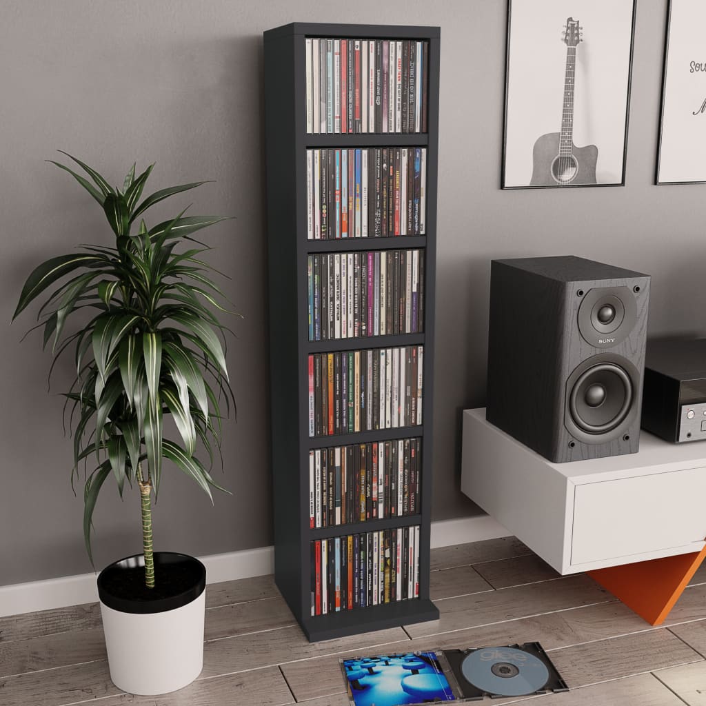 CD Cabinet Grey 21x20x88 cm Engineered Wood