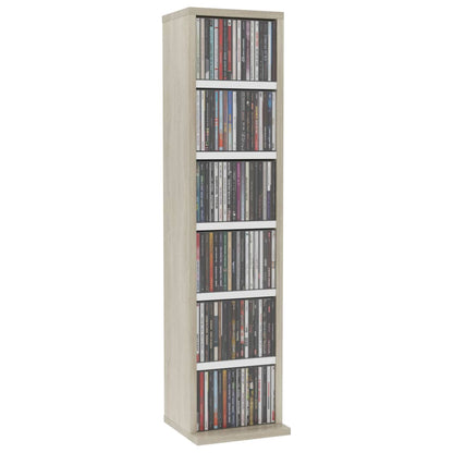 CD Cabinet White and Sonoma Oak 21x20x88 cm Engineered Wood