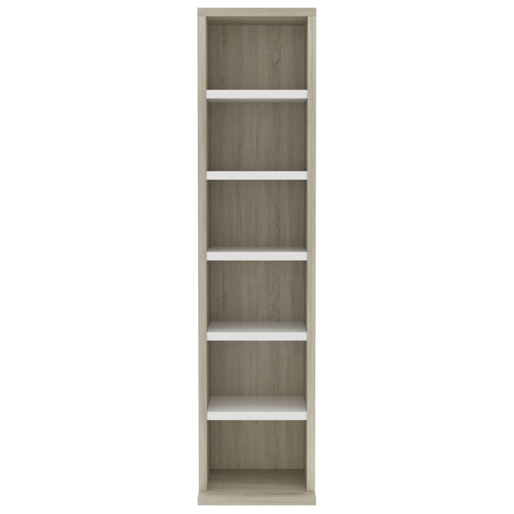 CD Cabinet White and Sonoma Oak 21x20x88 cm Engineered Wood