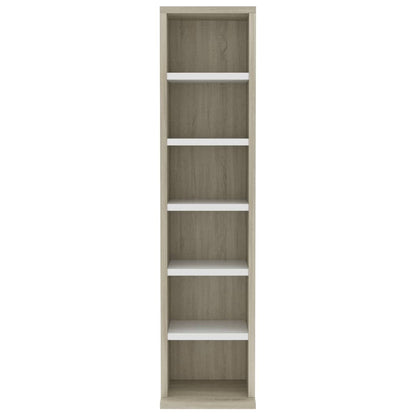 CD Cabinet White and Sonoma Oak 21x20x88 cm Engineered Wood