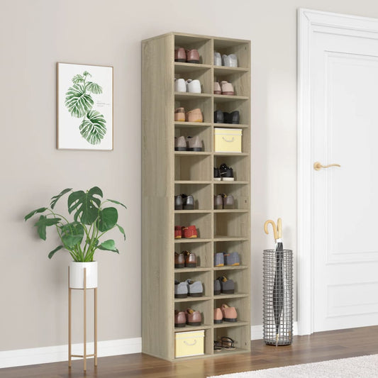 Shoe Cabinet Sonoma Oak 54x34x183 cm Engineered Wood