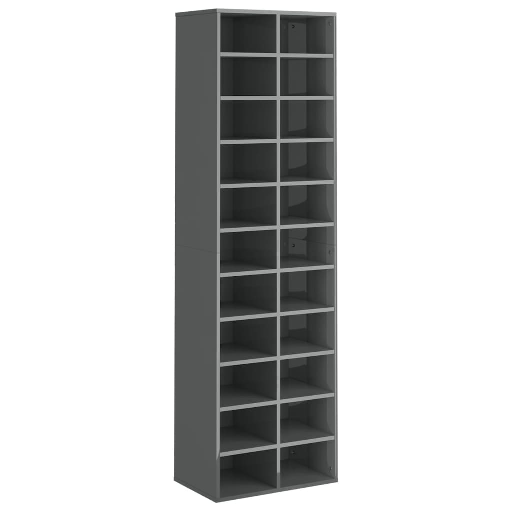 Shoe Cabinet High Gloss Grey 54x34x183 cm Engineered Wood