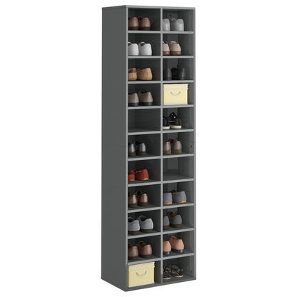 Shoe Cabinet High Gloss Grey 54x34x183 cm Engineered Wood