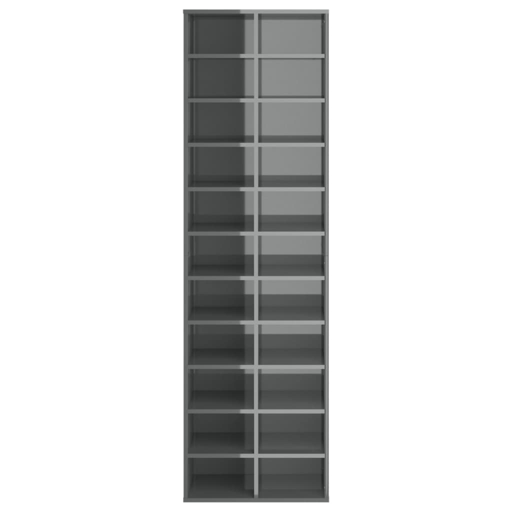 Shoe Cabinet High Gloss Grey 54x34x183 cm Engineered Wood