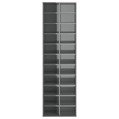 Shoe Cabinet High Gloss Grey 54x34x183 cm Engineered Wood