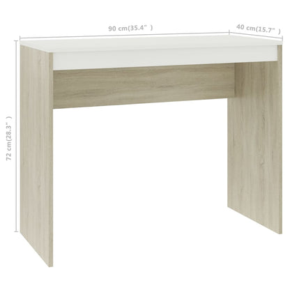 Desk White and Sonoma Oak 90x40x72 cm Engineered Wood