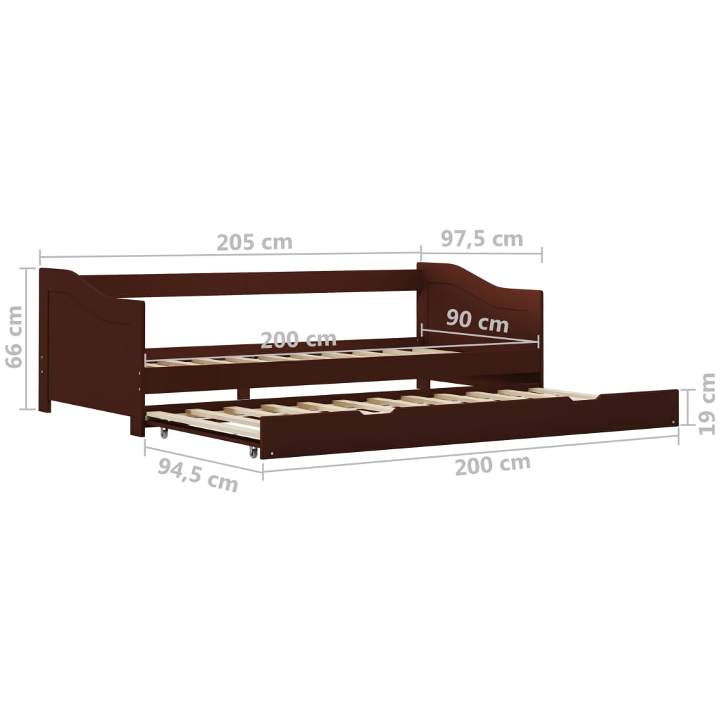 Pull-out Sofa Bed Frame without Mattress Dark Brown 90x200 cm