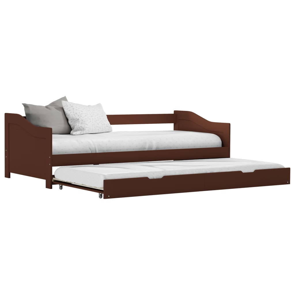 Pull-out Sofa Bed Frame without Mattress Dark Brown 90x200 cm