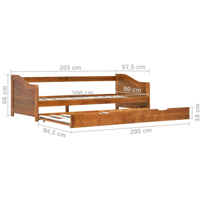 Pull-out Sofa Bed Frame Honey Brown Pinewood 90x200 cm