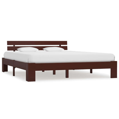 Bed Frame Dark Brown Solid Pine Wood 180x200 cm Super King