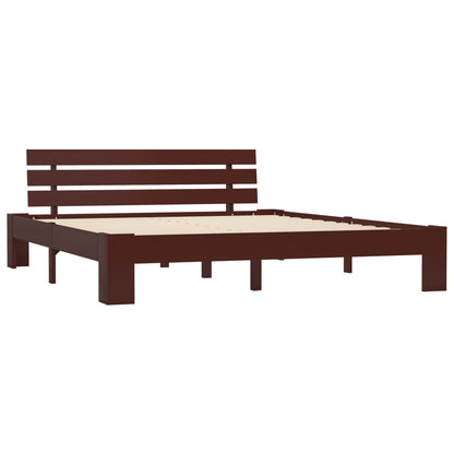 Bed Frame Dark Brown Solid Pine Wood 180x200 cm Super King