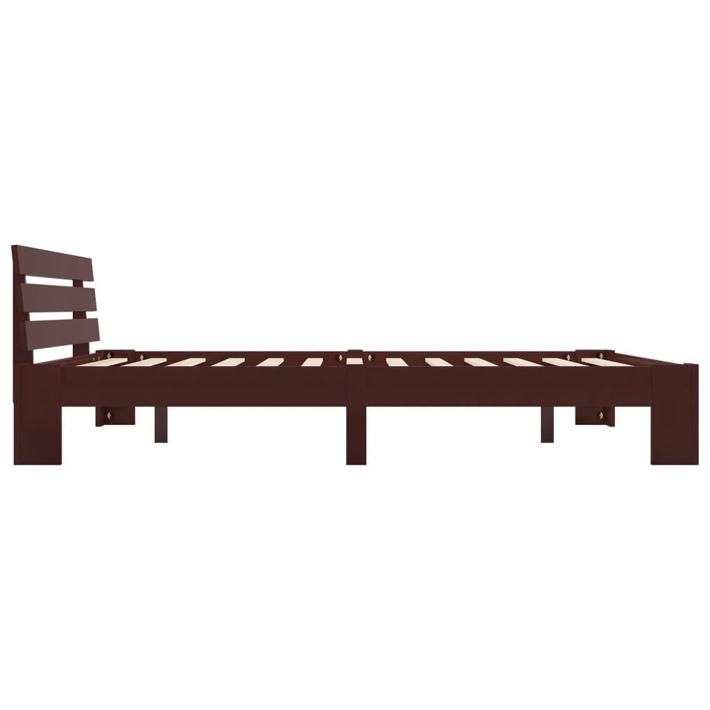 Bed Frame Dark Brown Solid Pine Wood 180x200 cm Super King