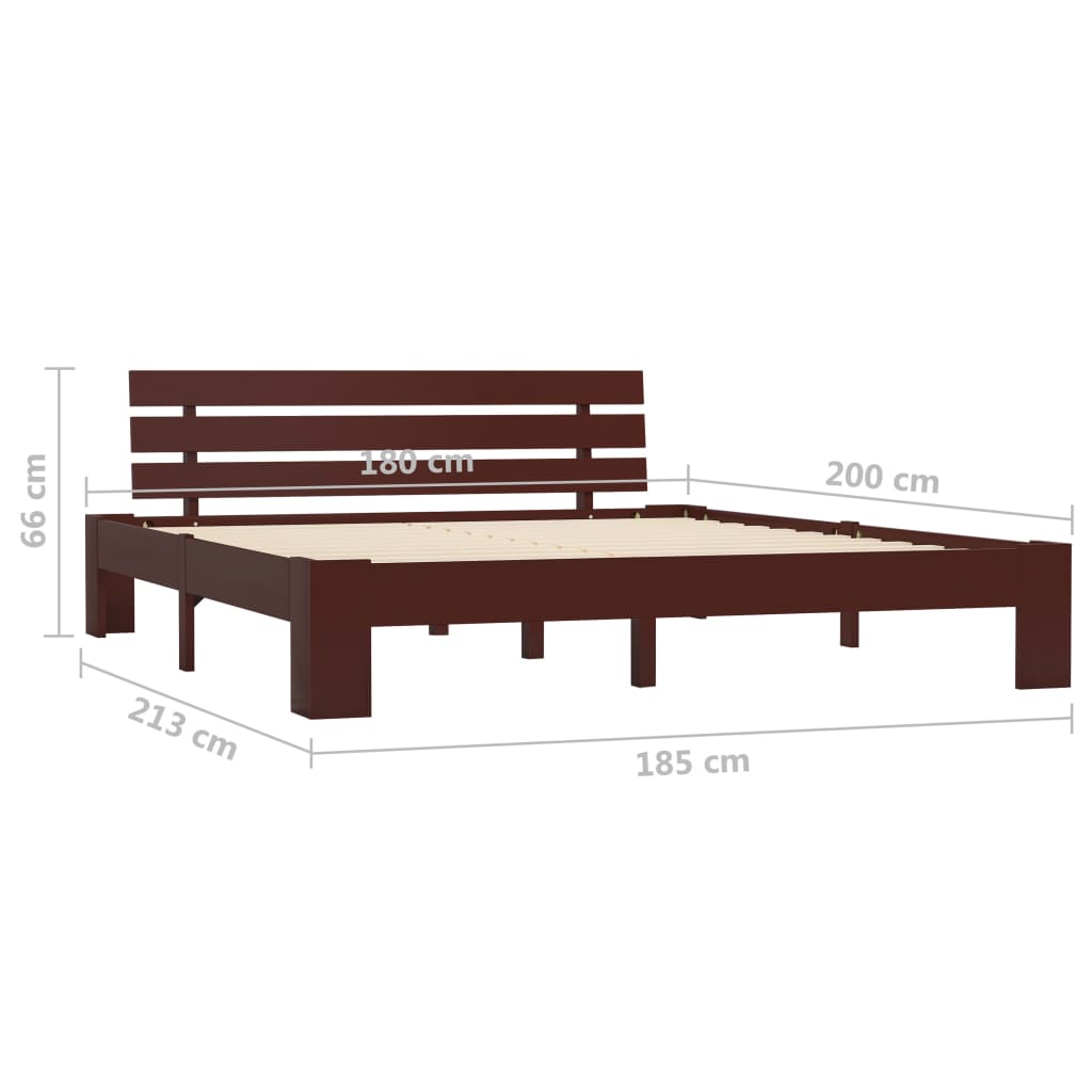 Bed Frame Dark Brown Solid Pine Wood 180x200 cm Super King