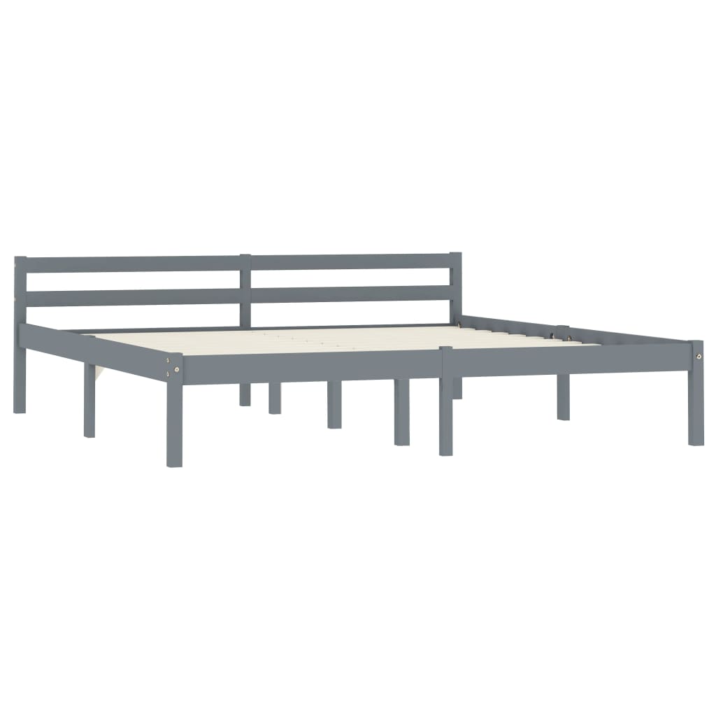 Bed Frame Grey Solid Pine Wood 160x200 cm