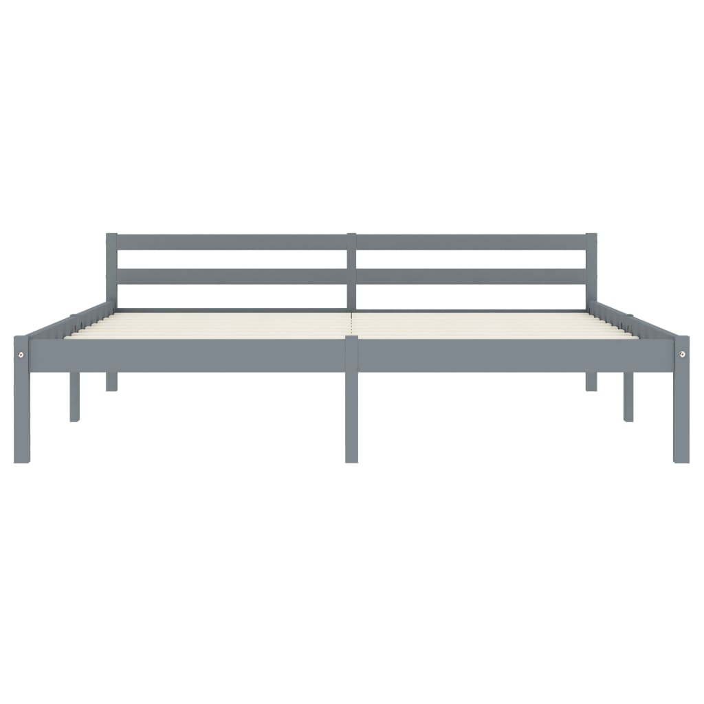 Bed Frame Grey Solid Pine Wood 160x200 cm