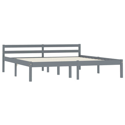 Bed Frame Grey Solid Pine Wood 180x200 cm Super King