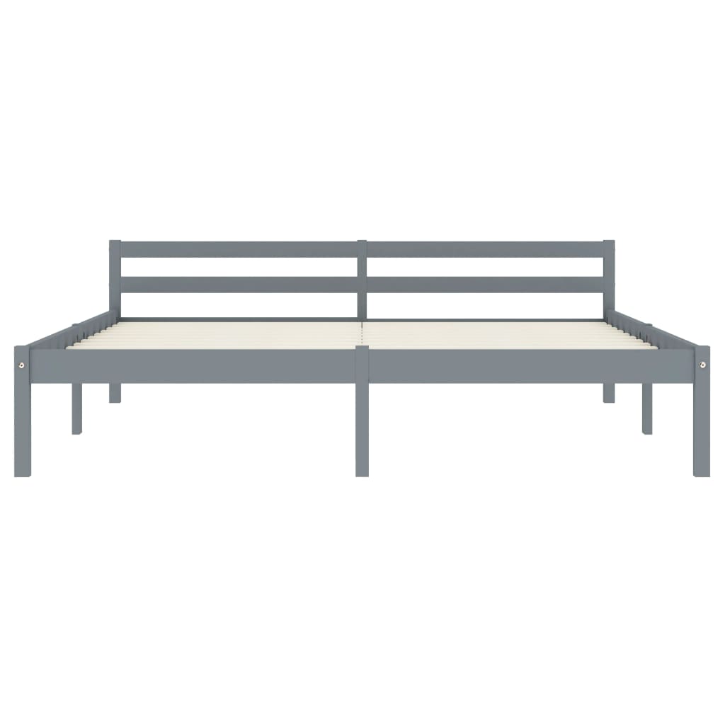 Bed Frame Grey Solid Pine Wood 180x200 cm Super King