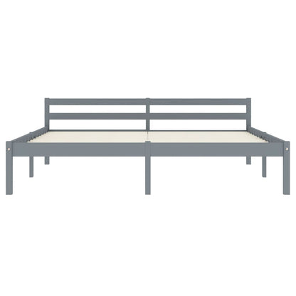 Bed Frame Grey Solid Pine Wood 180x200 cm Super King