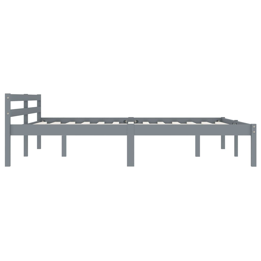 Bed Frame Grey Solid Pine Wood 180x200 cm Super King