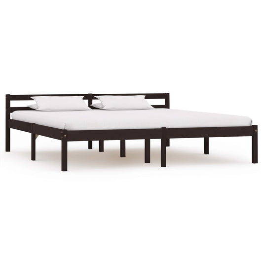 Bed Frame Dark Brown Solid Pine Wood 160x200 cm