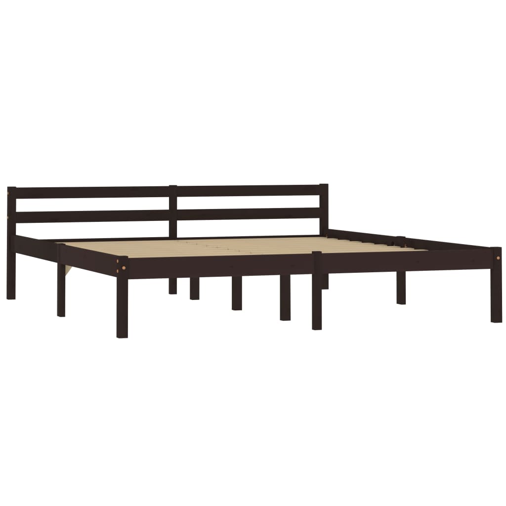 Bed Frame Dark Brown Solid Pine Wood 160x200 cm