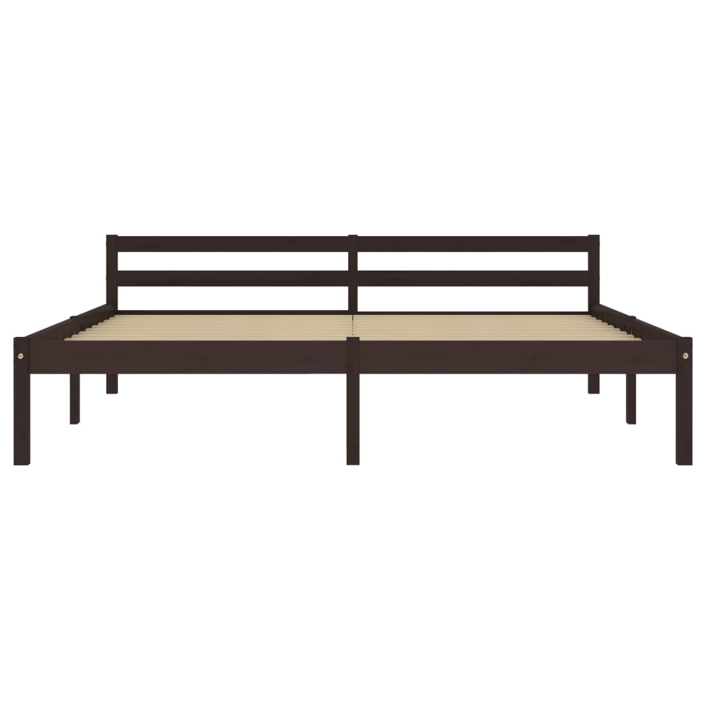 Bed Frame Dark Brown Solid Pine Wood 160x200 cm