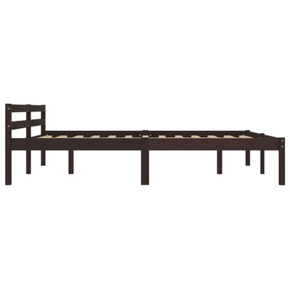 Bed Frame Dark Brown Solid Pine Wood 160x200 cm