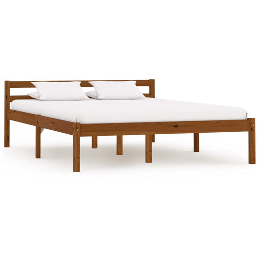 Bed Frame Honey Brown Solid Pine Wood 140x200 cm