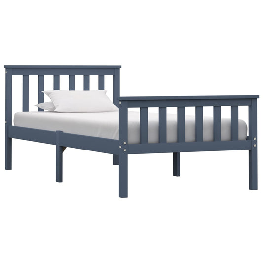 Bed Frame without Mattress Grey Solid Pinewood 100x200 cm