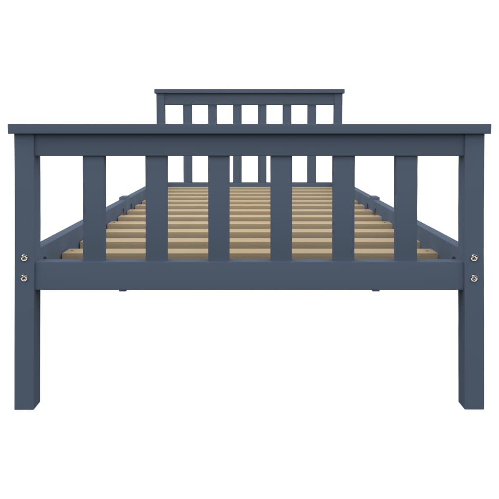 Bed Frame without Mattress Grey Solid Pinewood 100x200 cm