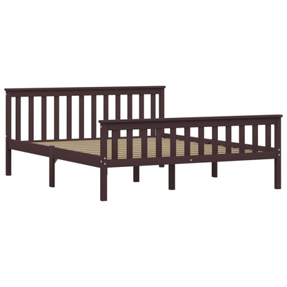 Bed Frame Dark Brown Solid Pinewood 160x200 cm