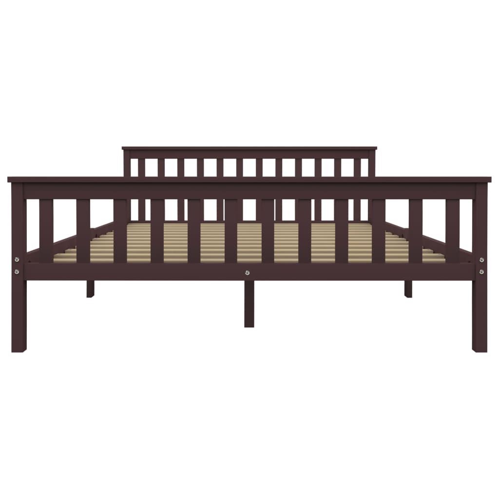 Bed Frame Dark Brown Solid Pinewood 160x200 cm