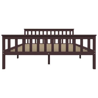 Bed Frame Dark Brown Solid Pinewood 160x200 cm