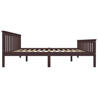 Bed Frame Dark Brown Solid Pinewood 160x200 cm