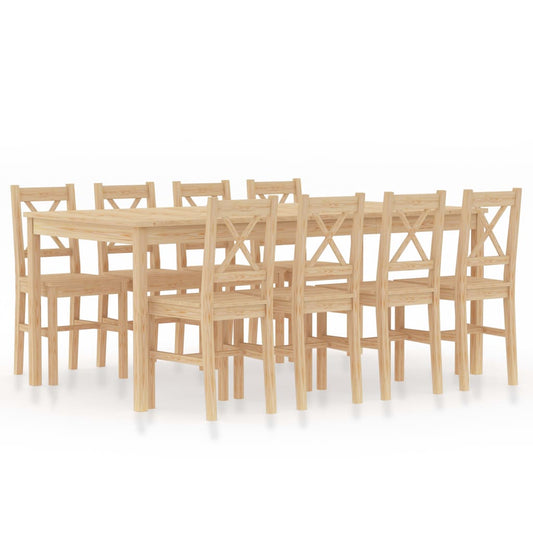 9 Piece Dining Set Pinewood