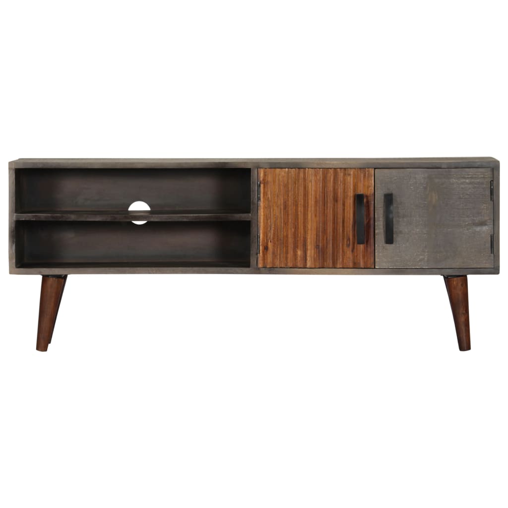 TV Cabinet Grey 130x30x46 cm Solid Rough Mango Wood