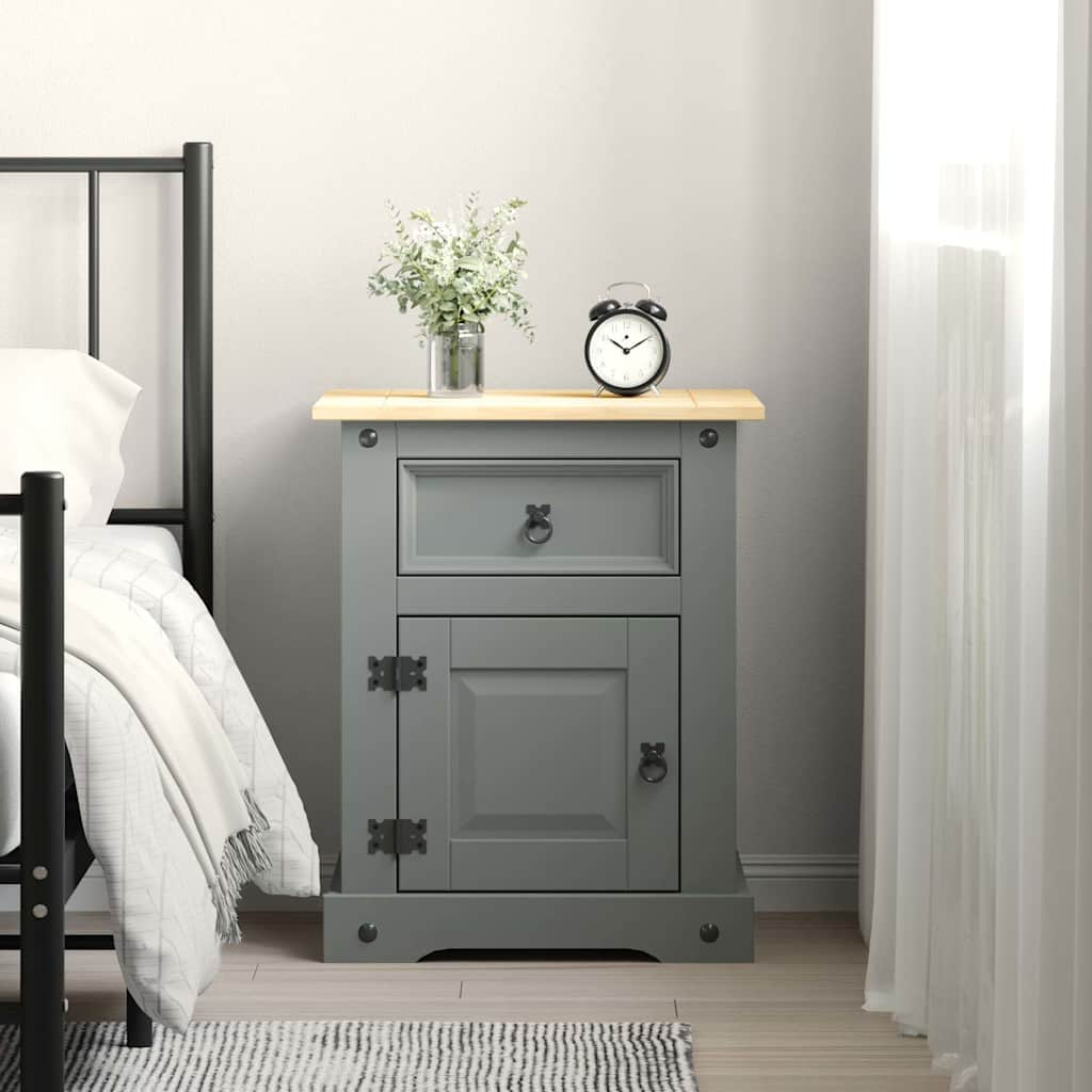 Bedside Cabinet Mexican Pine Corona Range Grey 53x39x66 cm