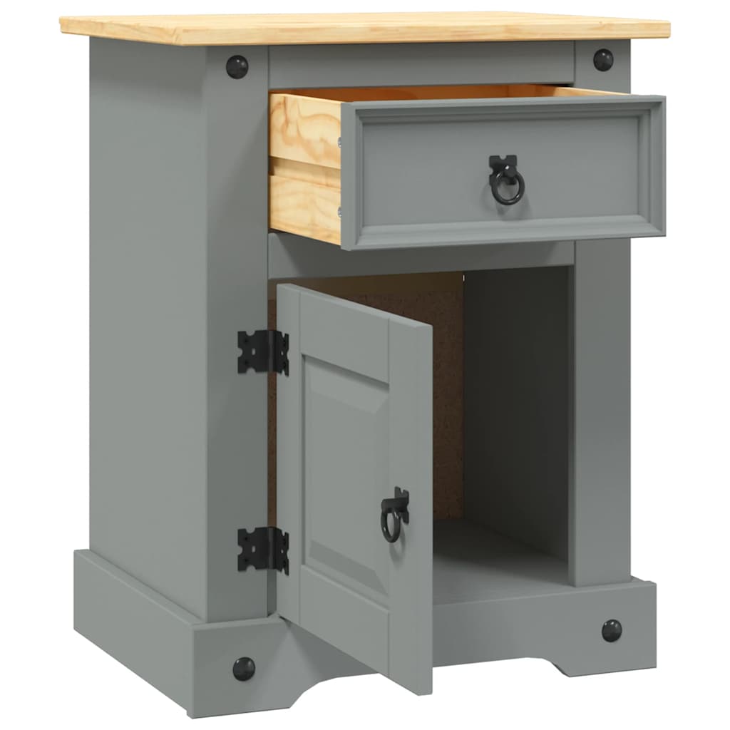 Bedside Cabinet Mexican Pine Corona Range Grey 53x39x66 cm