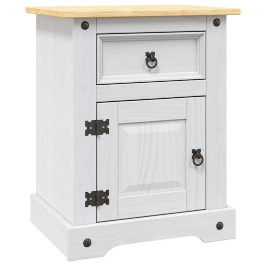 Bedside Cabinet Mexican Pine Corona Range White 53x39x66 cm