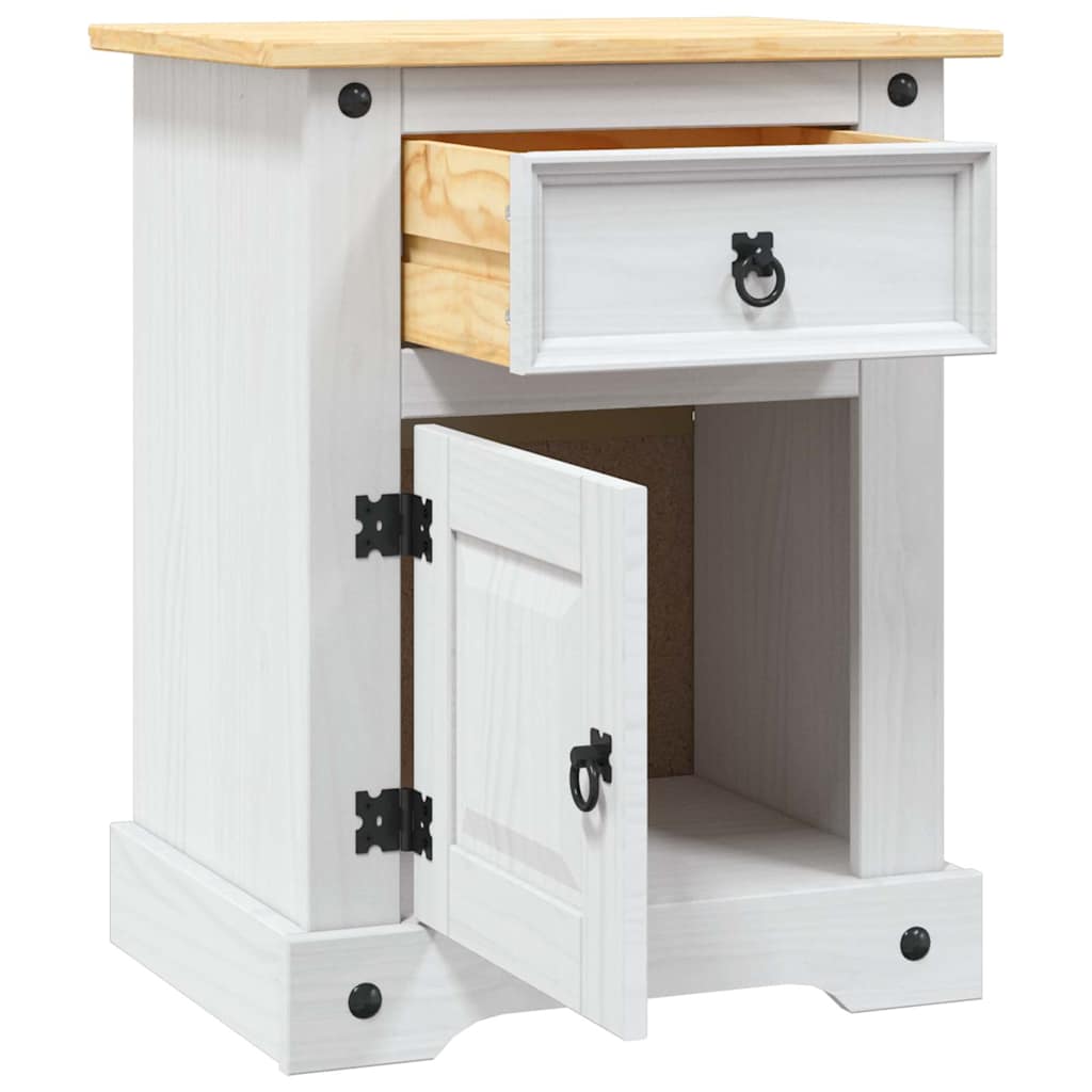 Bedside Cabinet Mexican Pine Corona Range White 53x39x66 cm