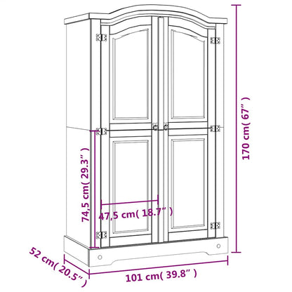 Wardrobe Mexican Pine Corona Range 2 Doors White