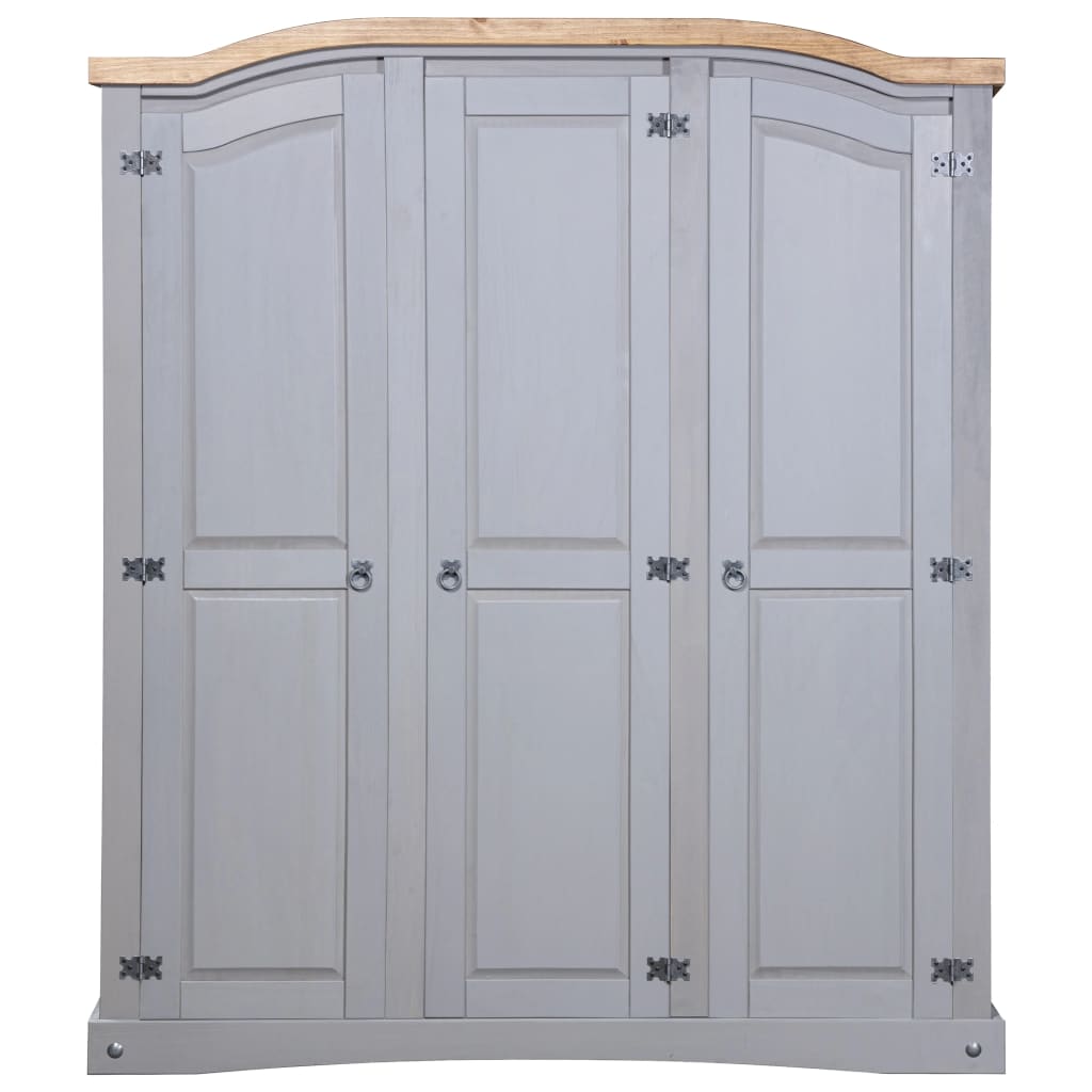 Wardrobe Mexican Pine Corona Range 3 Doors Grey