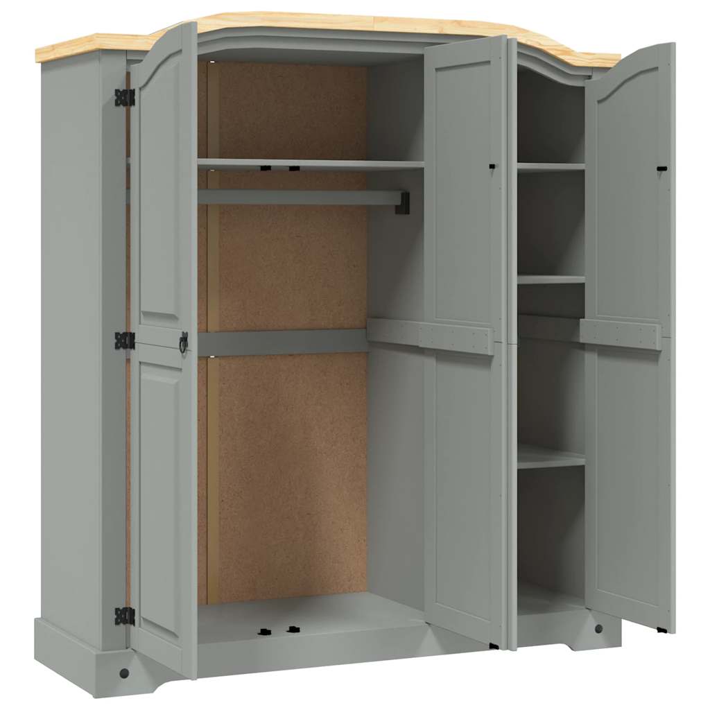 Wardrobe Mexican Pine Corona Range 3 Doors Grey