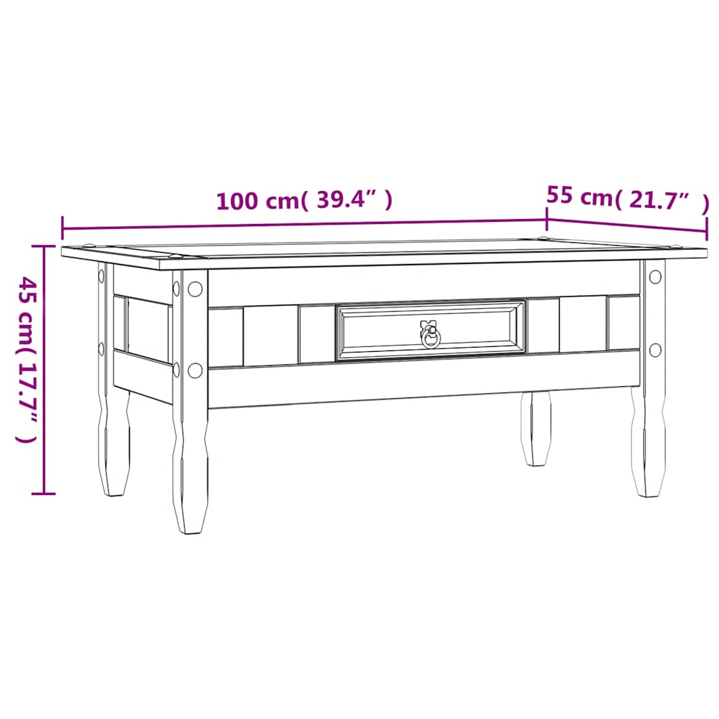 Coffee Table Mexican Pine Corona Range White 100x55x44 cm