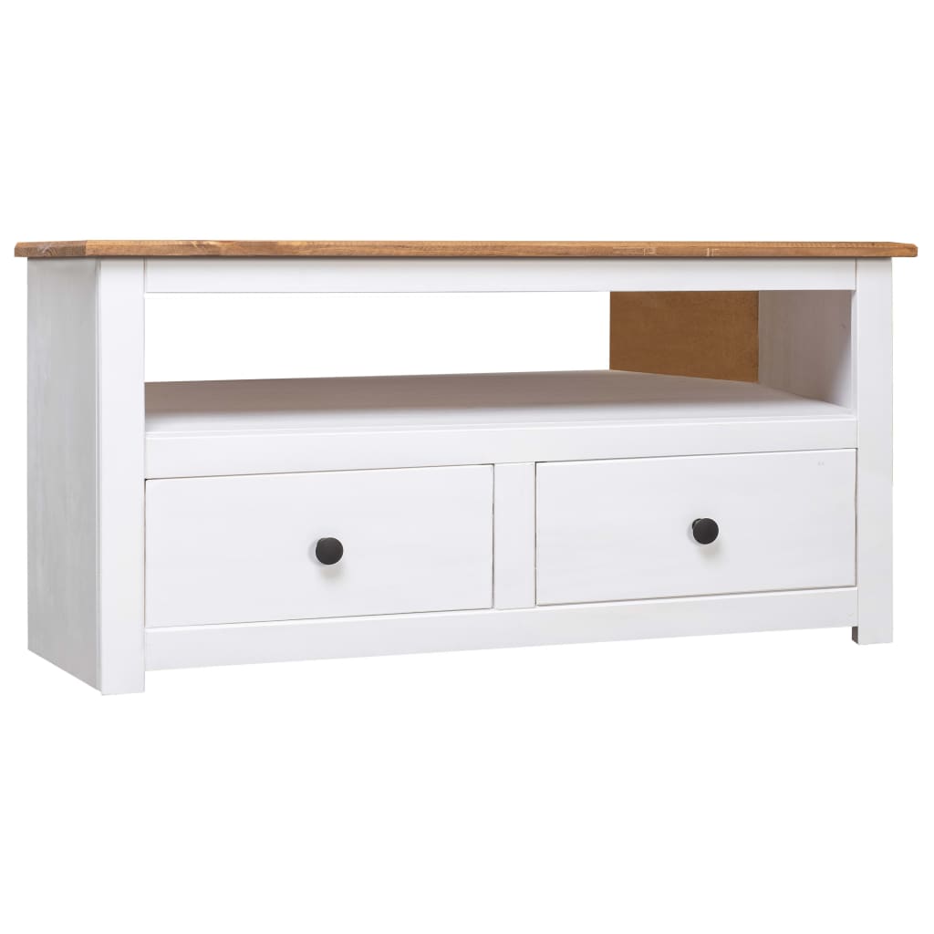 Corner TV Cabinet White 93x49x49 cm Solid Pine Panama Range