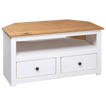 Corner TV Cabinet White 93x49x49 cm Solid Pine Panama Range