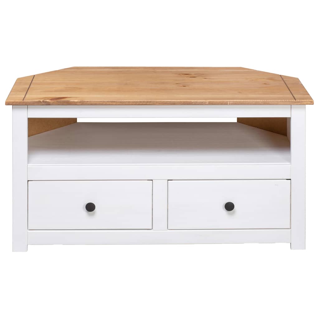 Corner TV Cabinet White 93x49x49 cm Solid Pine Panama Range