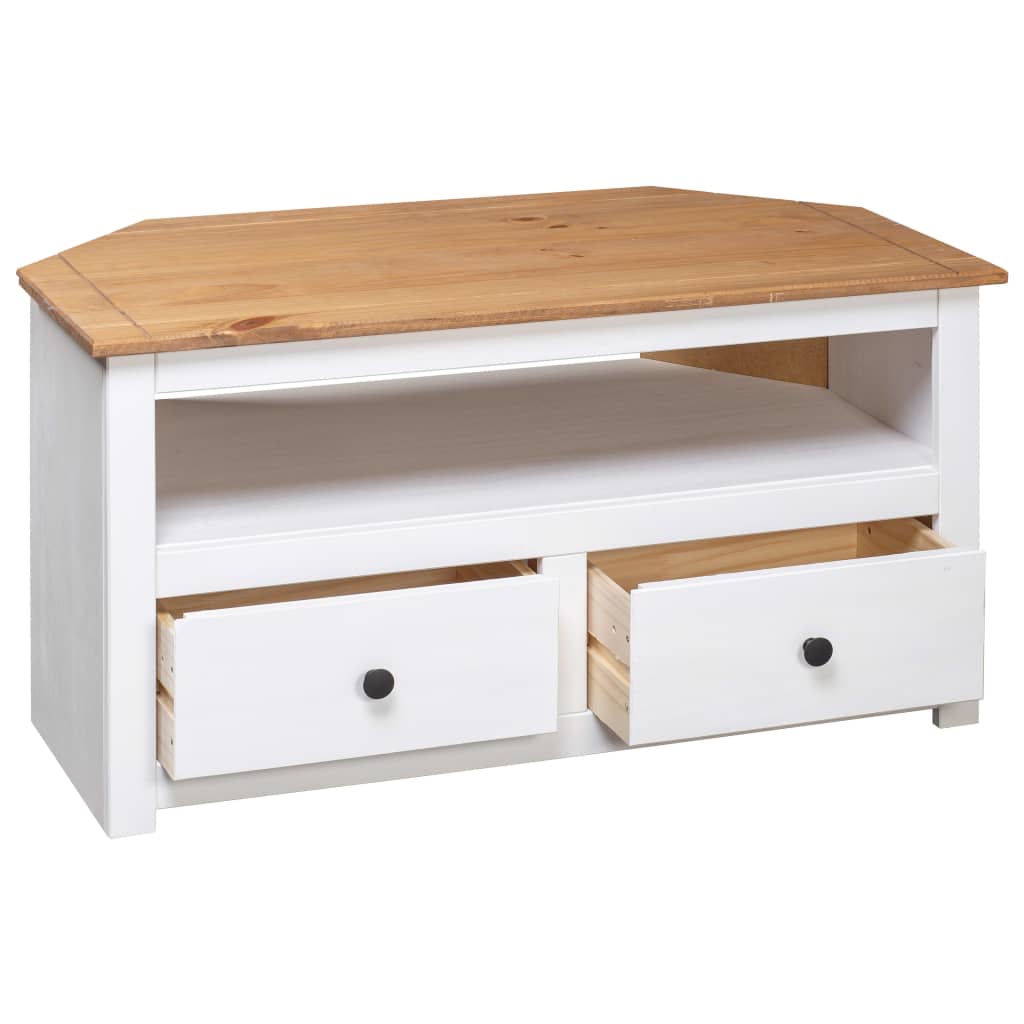 Corner TV Cabinet White 93x49x49 cm Solid Pine Panama Range